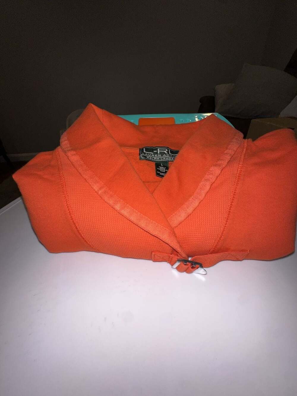 Lauren Active Ralph Lauren Orange Shawl Collar Sweatshirt Hoodie Size L